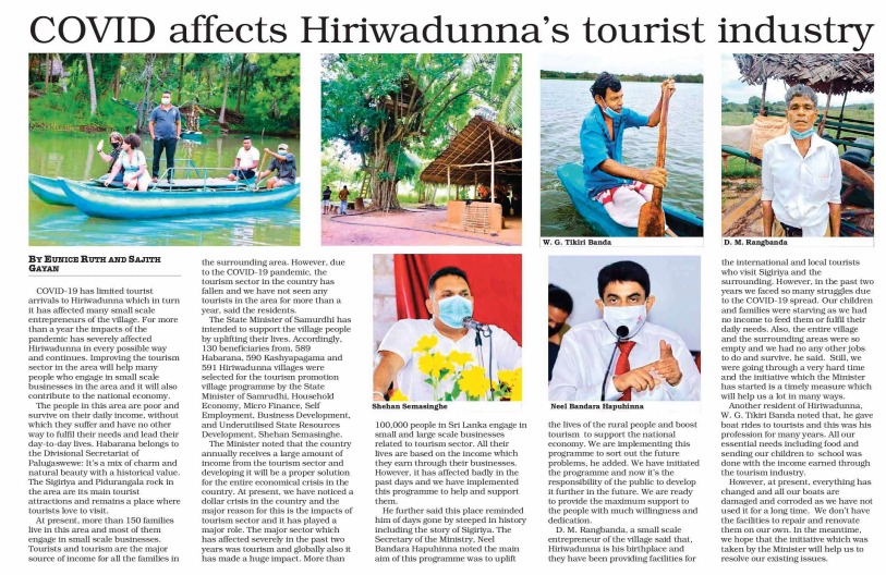 COVID affects Hiriwadunna’s tourist industry